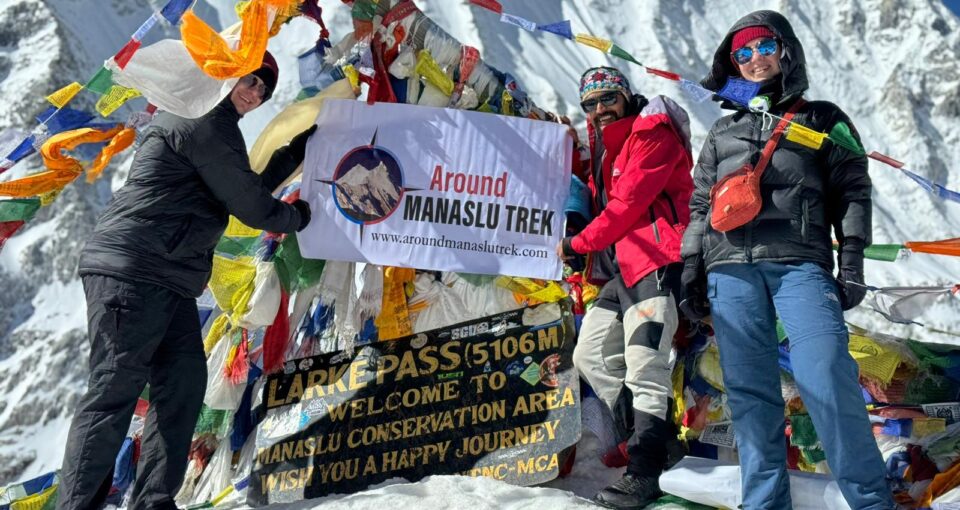 Larkya La Pass, elevated at 5,106 meters, is a significant highlight of the Manaslu Circuit Trek.