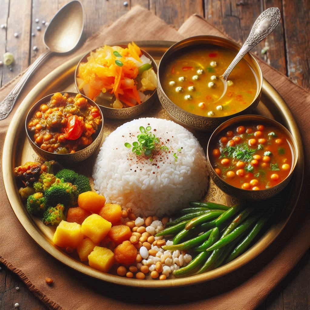 Dal Bhat Tarkari: Traditional Nepali Lentils, Rice, and Veggie Curry